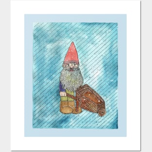 Snowy Garden Gnome With Wheelbarrow Posters and Art